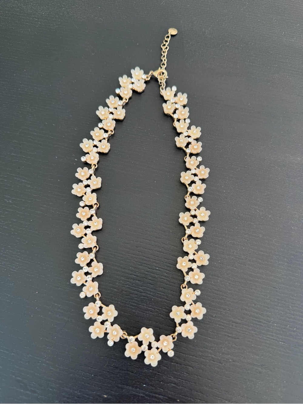 TALBOTS- Gold Floral Necklace with Cream Enamel Flowers - Women Jewelry